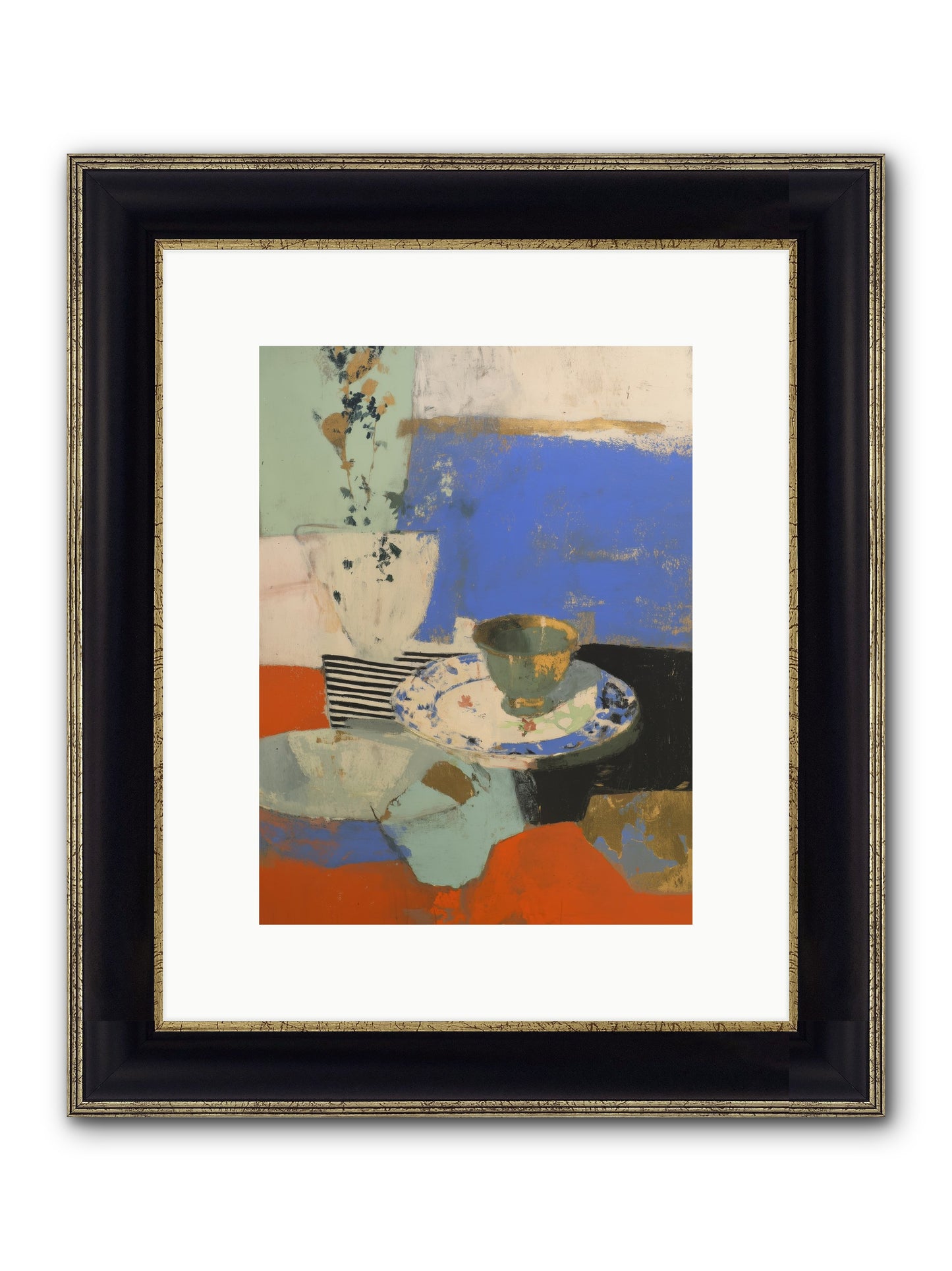 Cobalt Embers Framed Print - Black & Gold 9x12