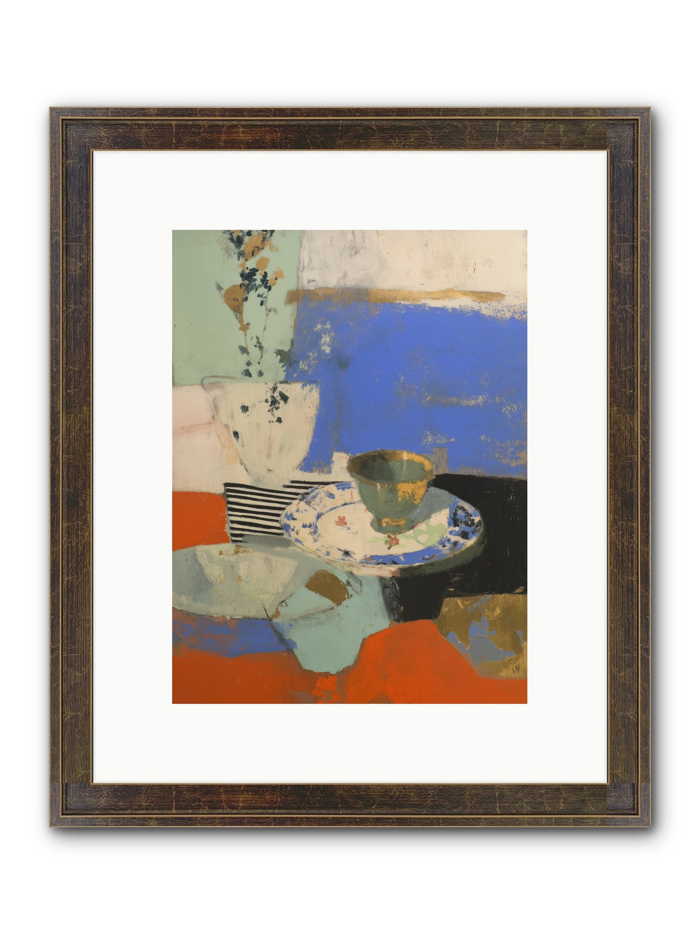 Cobalt Embers Framed Print - Slimwoods Black/Gold 9x12
