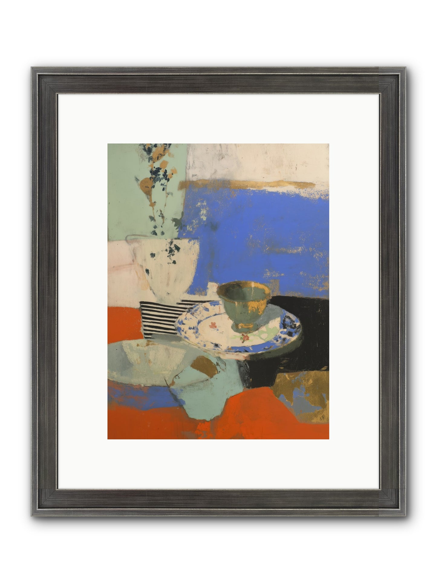 Cobalt Embers Framed Print - Slimwoods Black/Silver 9x12