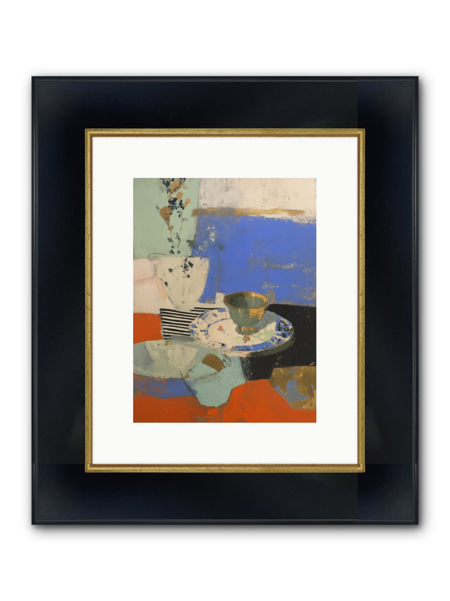 Cobalt Embers Framed Print - Wide Black w/Gold 9x12