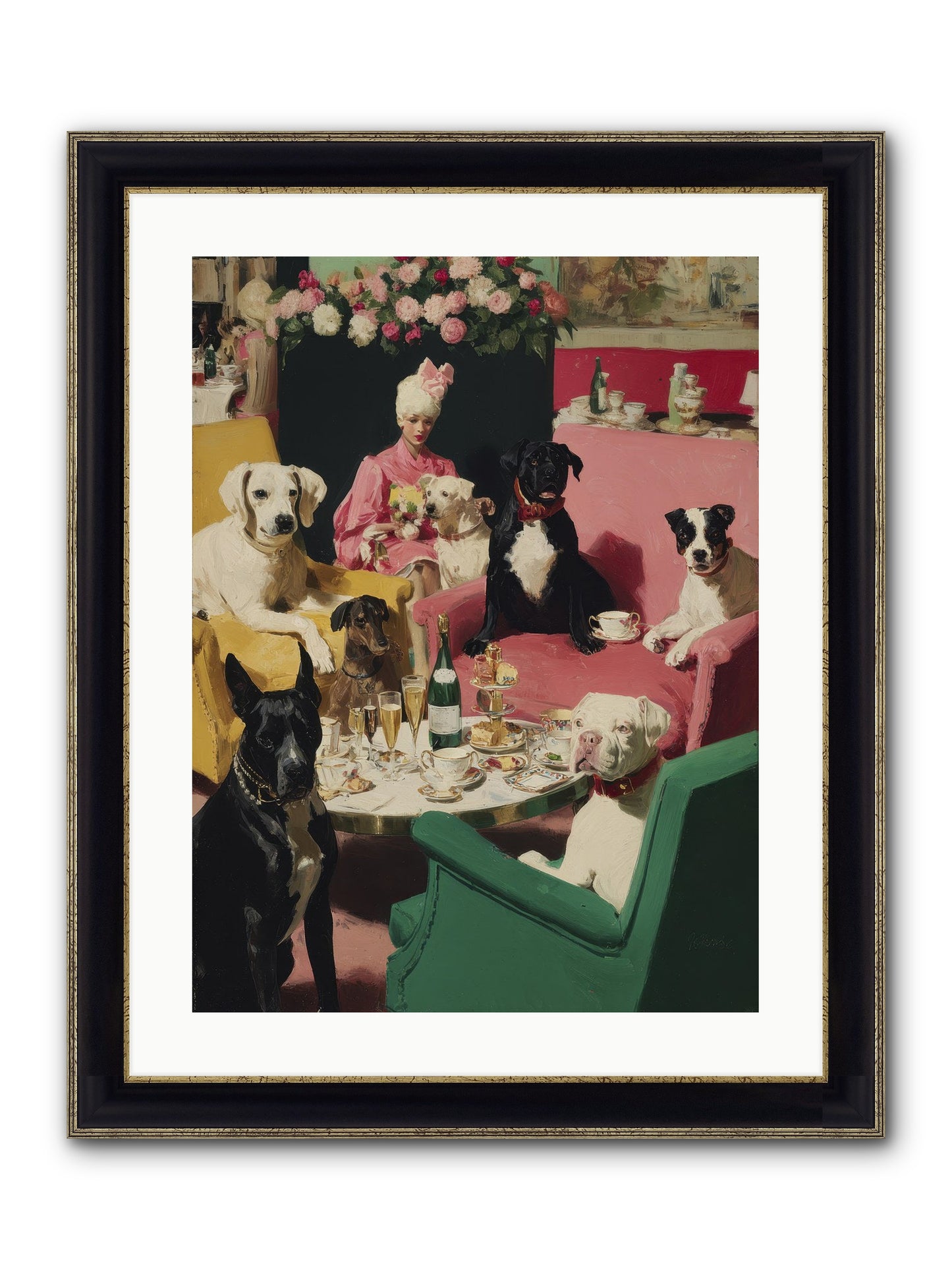 Cocktails & Compliments At Number Nine Framed Print - Black & Gold 18x24