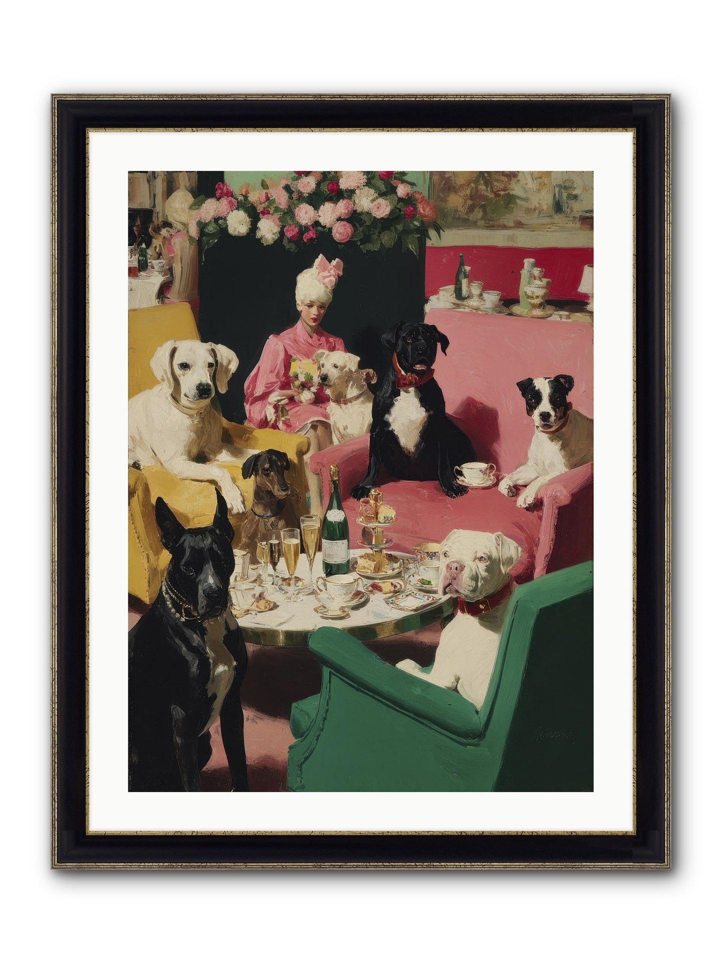 Cocktails & Compliments At Number Nine Framed Print - Black & Gold 24x32