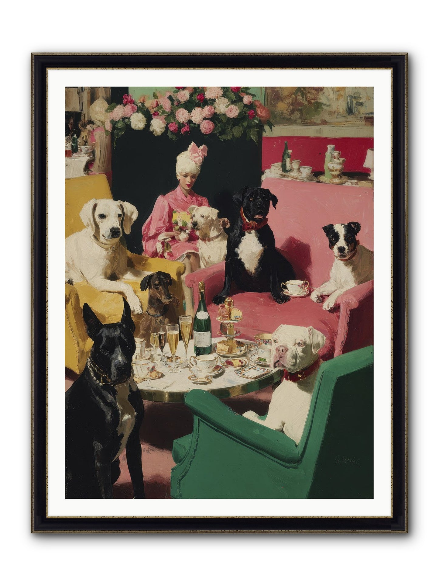 Cocktails & Compliments At Number Nine Framed Print - Black & Gold 36x48