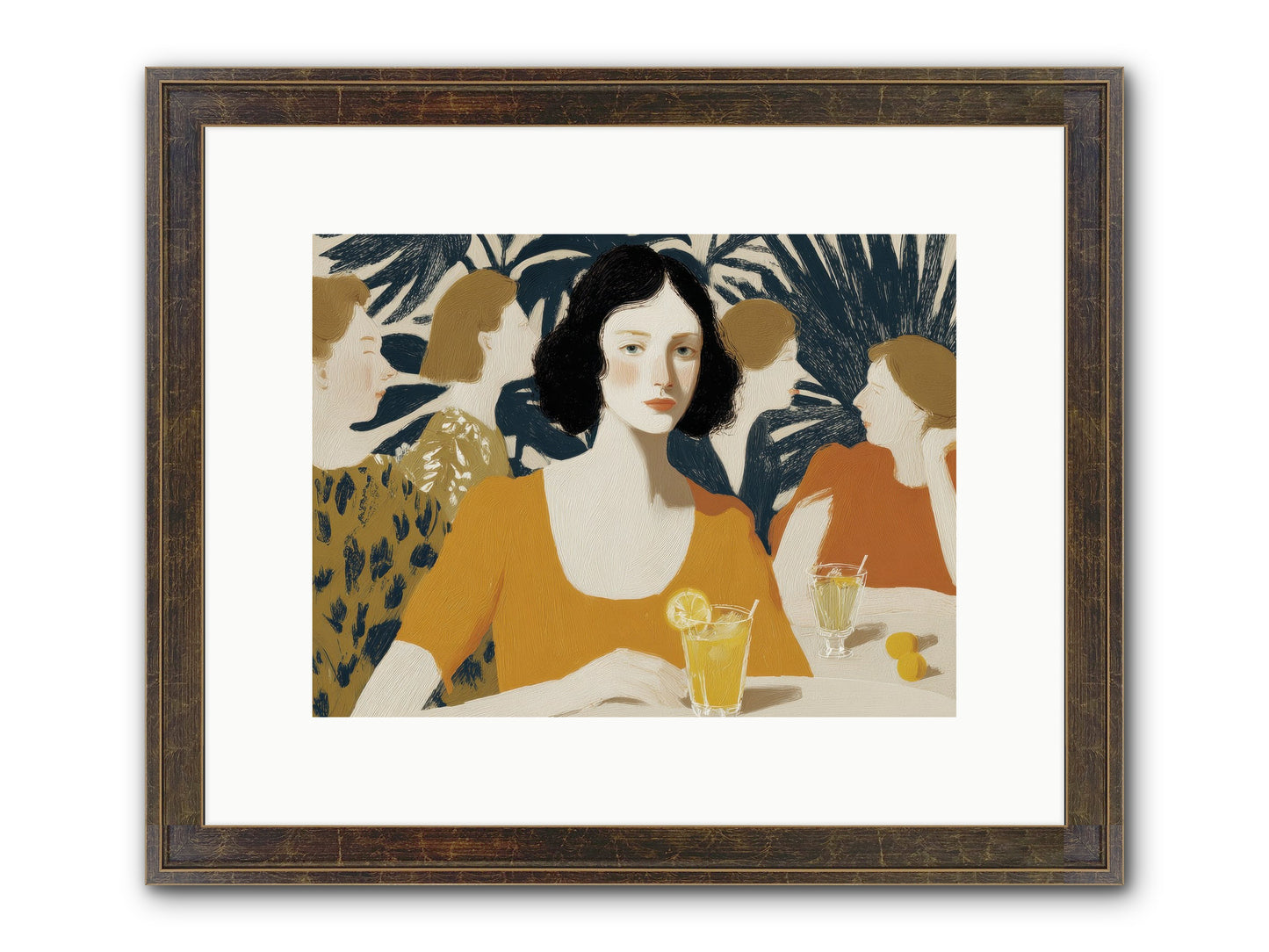 Cocktails In The Conservatory Framed Print - Slimwoods Black/Gold 12x9