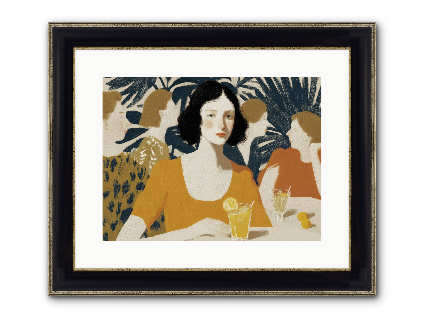 Cocktails In The Conservatory Framed Print - Black & Gold 16x12