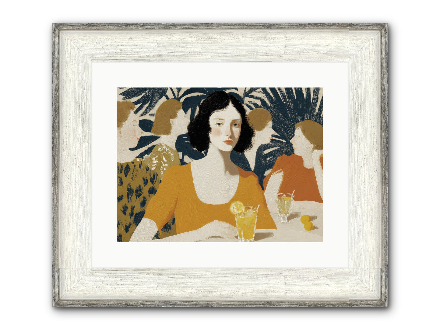 Cocktails In The Conservatory Framed Print - Driftwood White 16x12