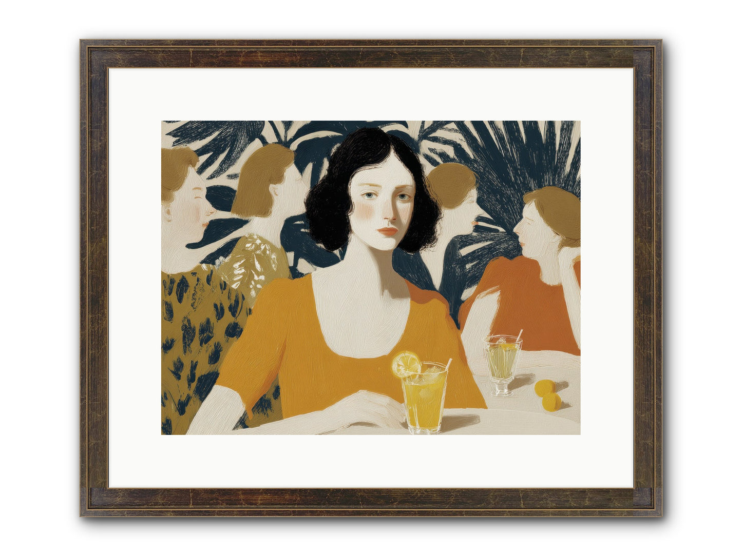 Cocktails In The Conservatory Framed Print - Slimwoods Black/Gold 16x12