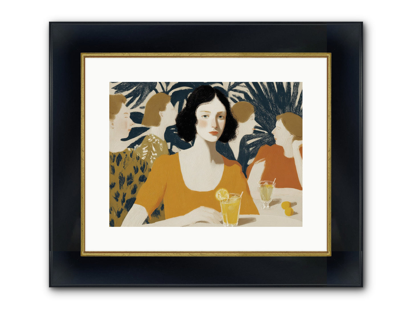 Cocktails In The Conservatory Framed Print - Wide Black w/Gold 16x12