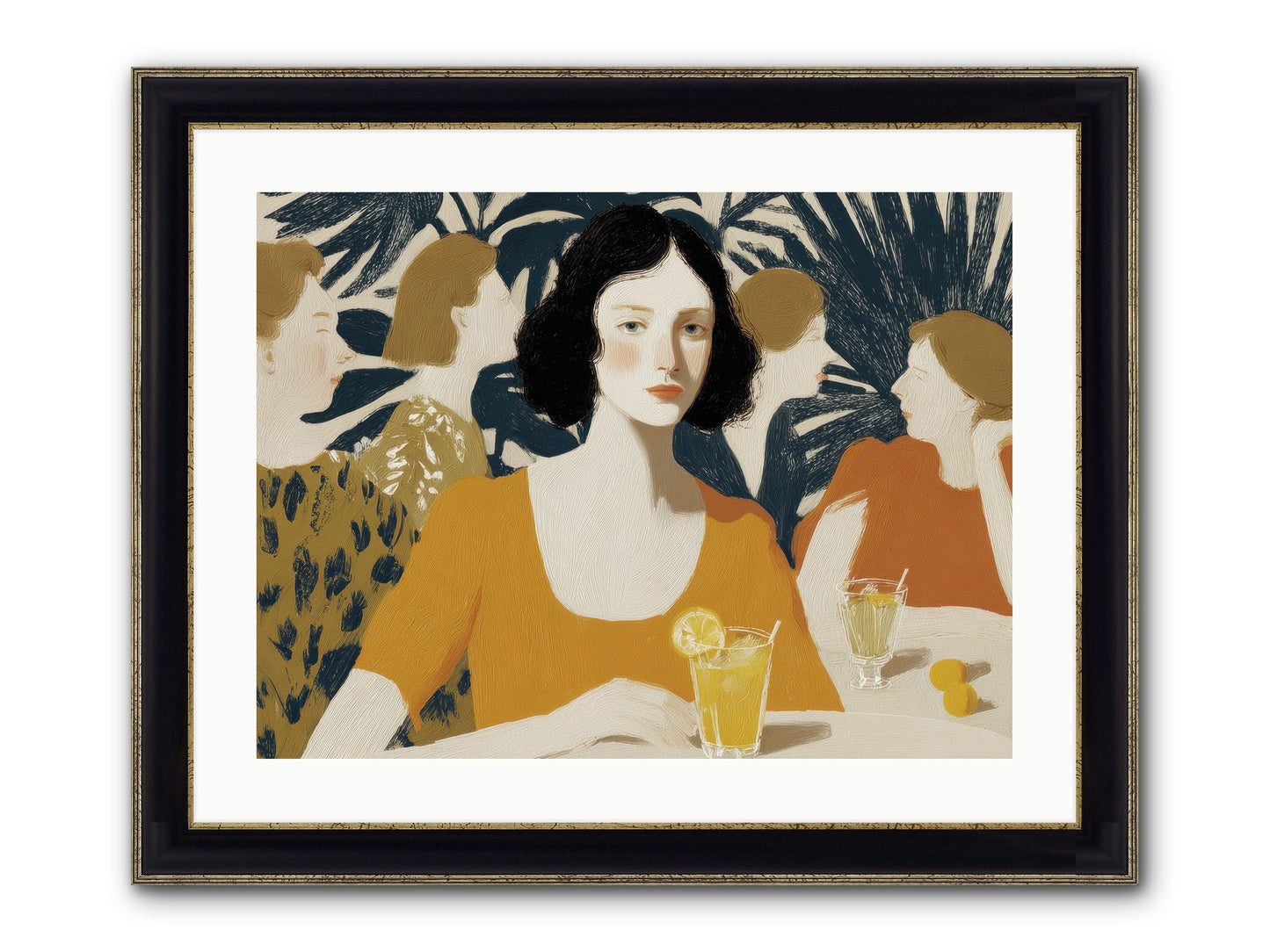 Cocktails In The Conservatory Framed Print - Black & Gold 24x18