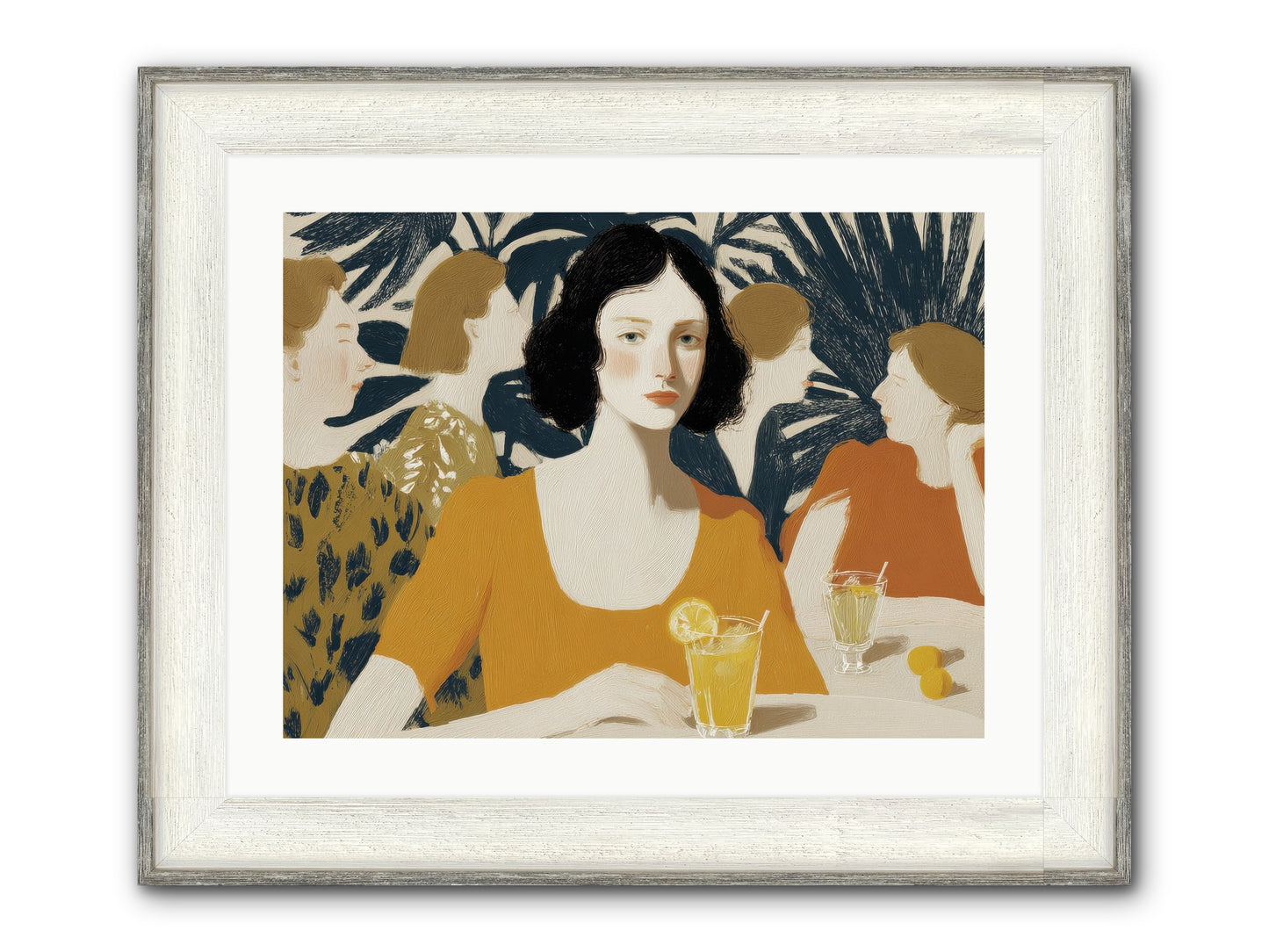 Cocktails In The Conservatory Framed Print - Driftwood White 24x18