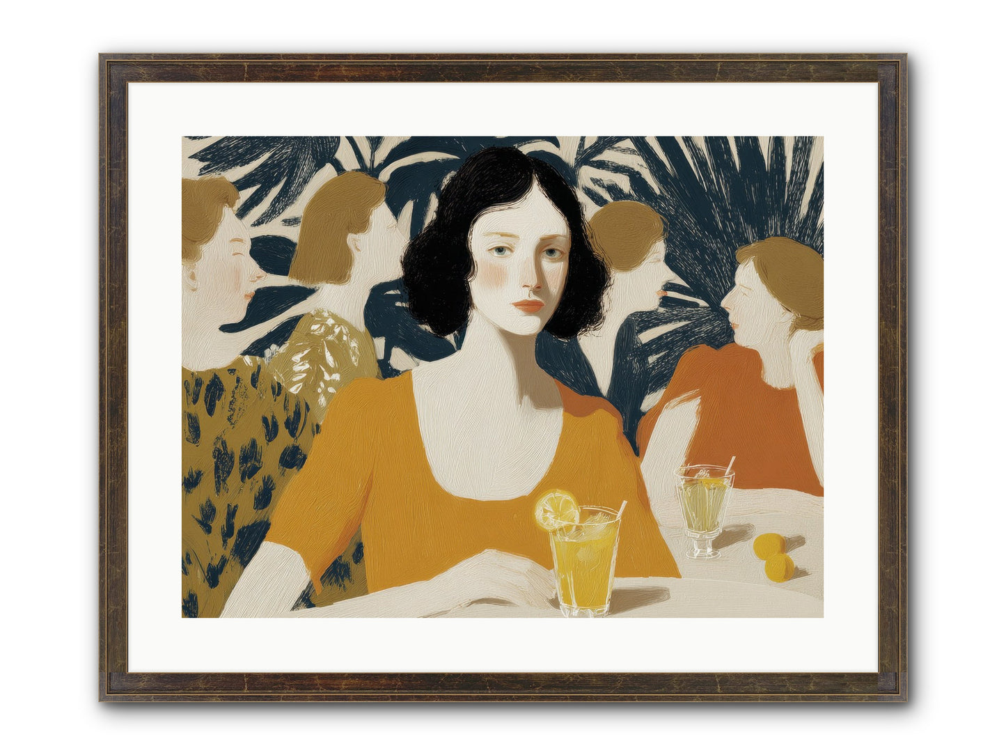 Cocktails In The Conservatory Framed Print - Slimwoods Black/Gold 24x18