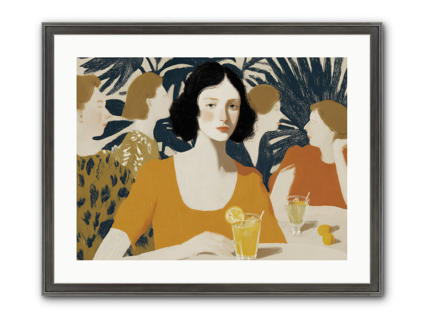 Cocktails In The Conservatory Framed Print - Slimwoods Black/Silver 24x18