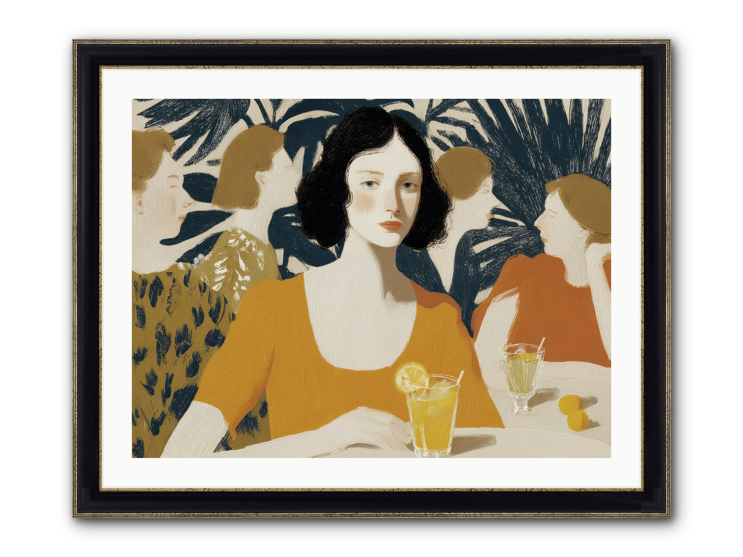 Cocktails In The Conservatory Framed Print - Black & Gold 32x24
