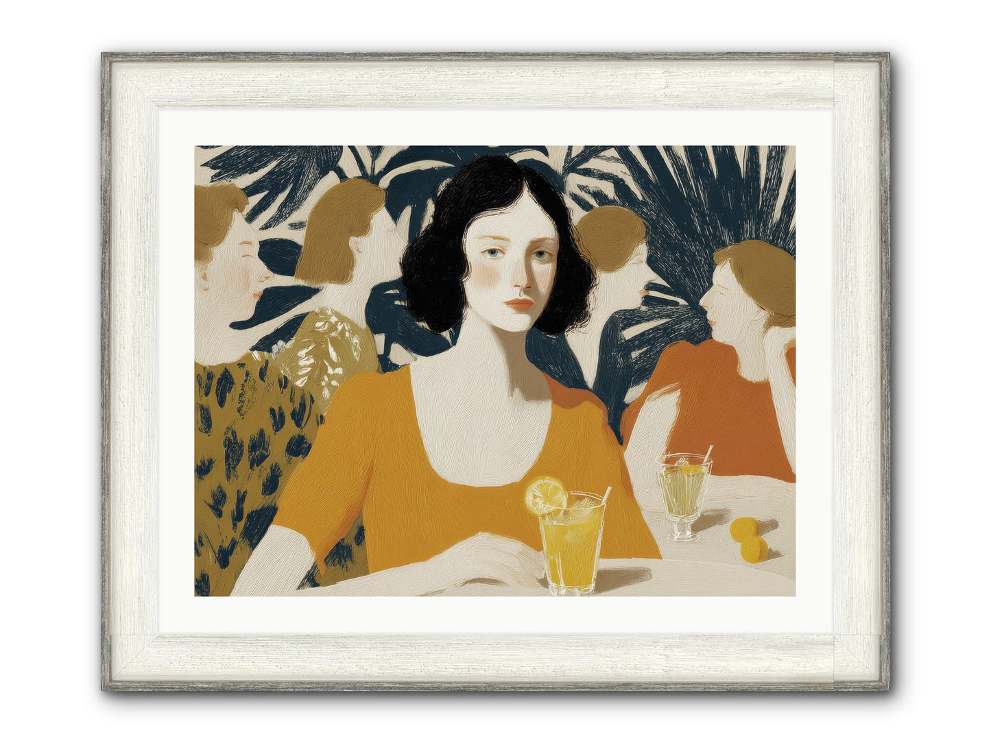 Cocktails In The Conservatory Framed Print - Driftwood White 32x24