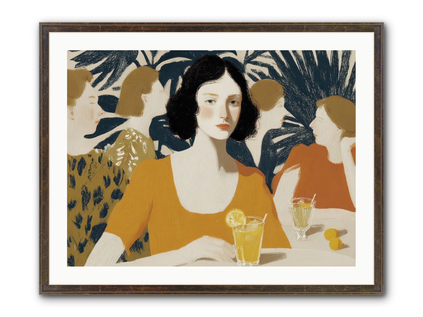 Cocktails In The Conservatory Framed Print - Slimwoods Black/Gold 32x24