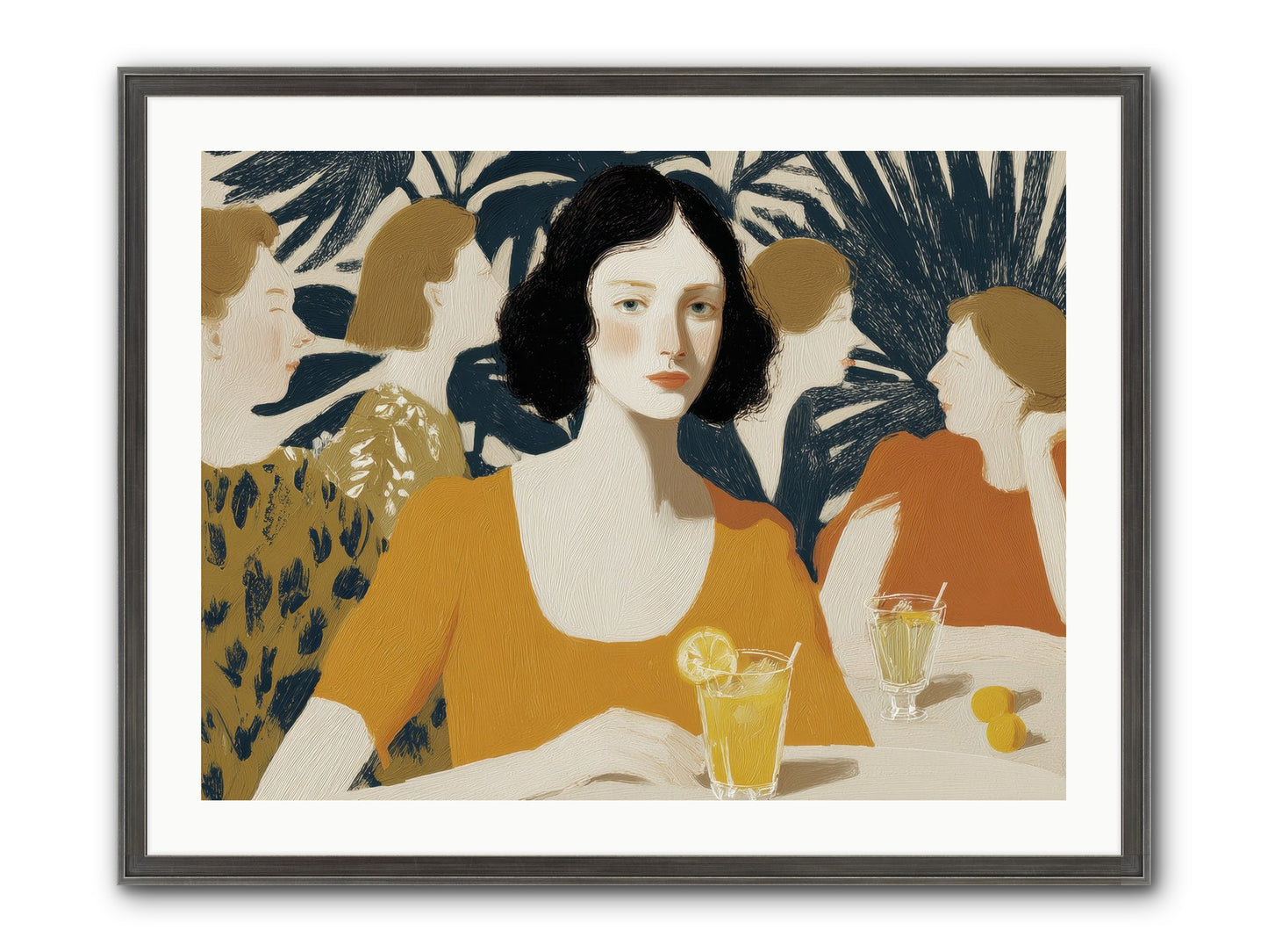 Cocktails In The Conservatory Framed Print - Slimwoods Black/Silver 32x24