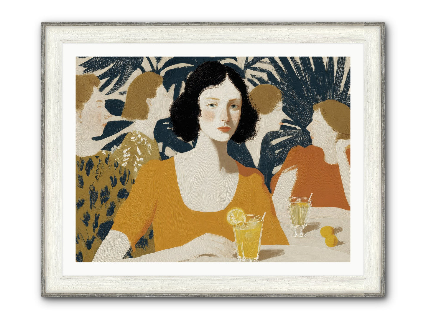 Cocktails In The Conservatory Framed Print - Driftwood White 40x30
