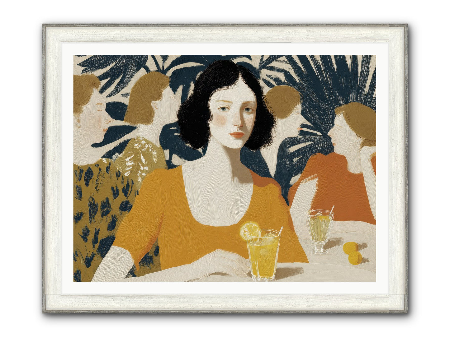 Cocktails In The Conservatory Framed Print - Driftwood White 48x36