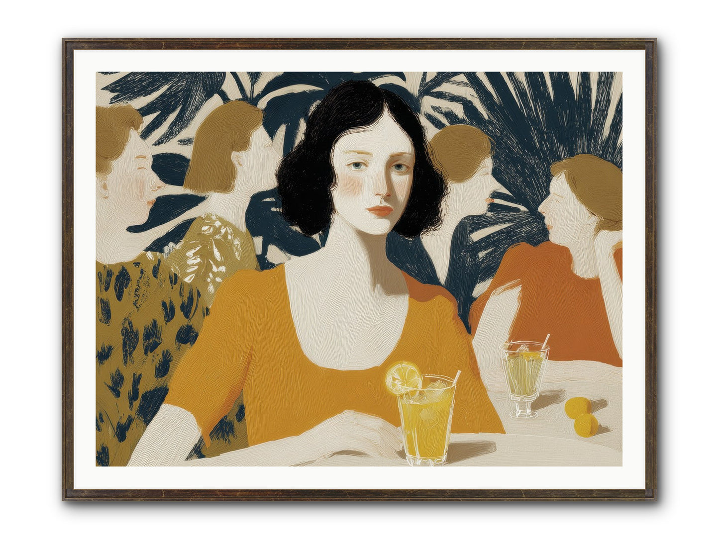 Cocktails In The Conservatory Framed Print - Slimwoods Black/Gold 48x36