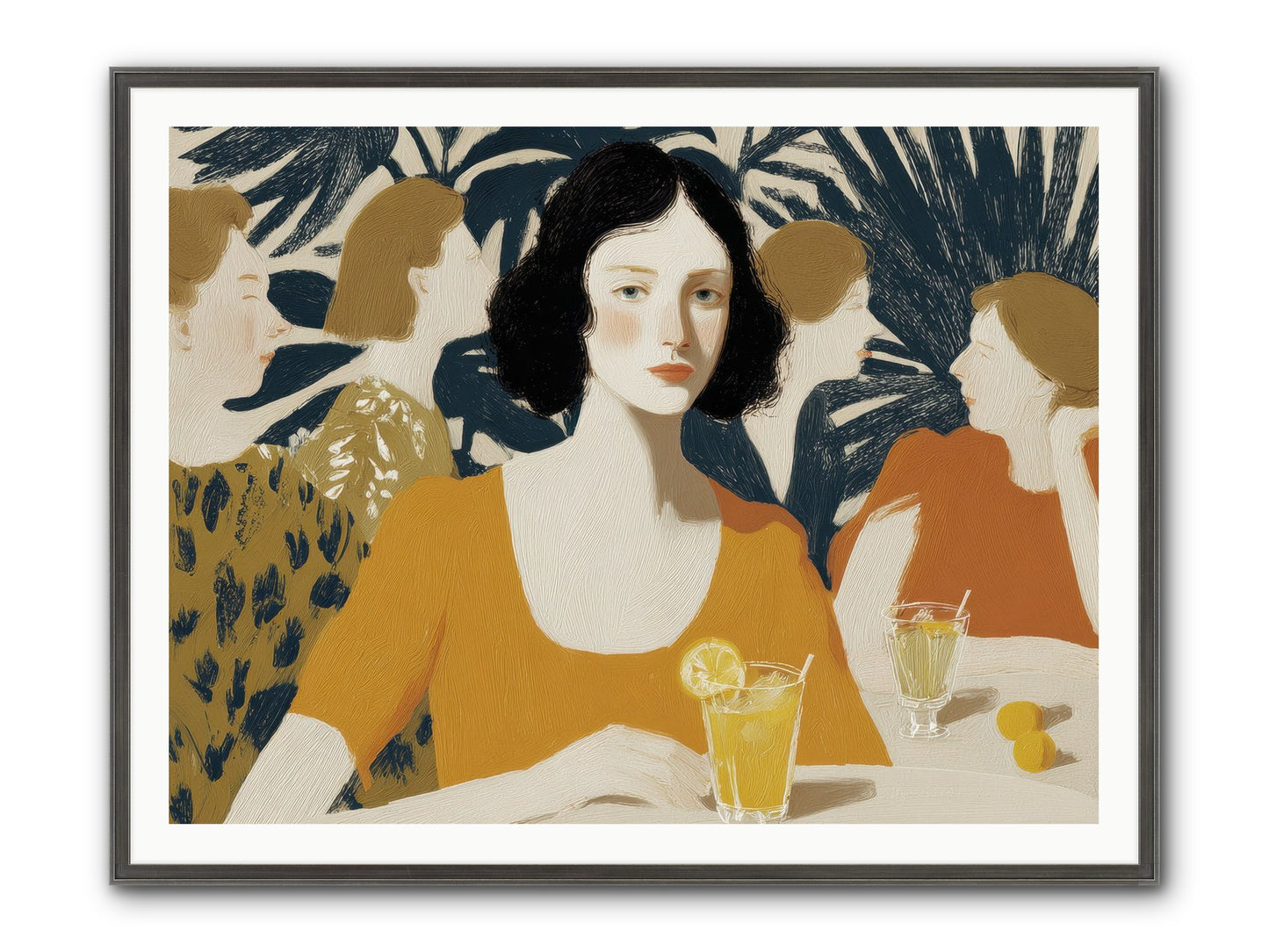 Cocktails In The Conservatory Framed Print - Slimwoods Black/Silver 48x36