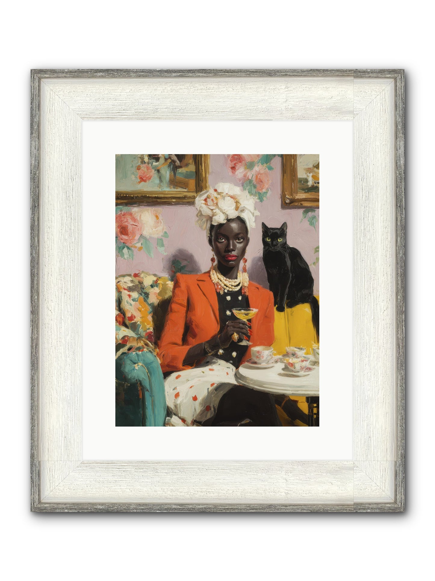 Cocktails With Her Familiar Framed Print - Driftwood White 12x16