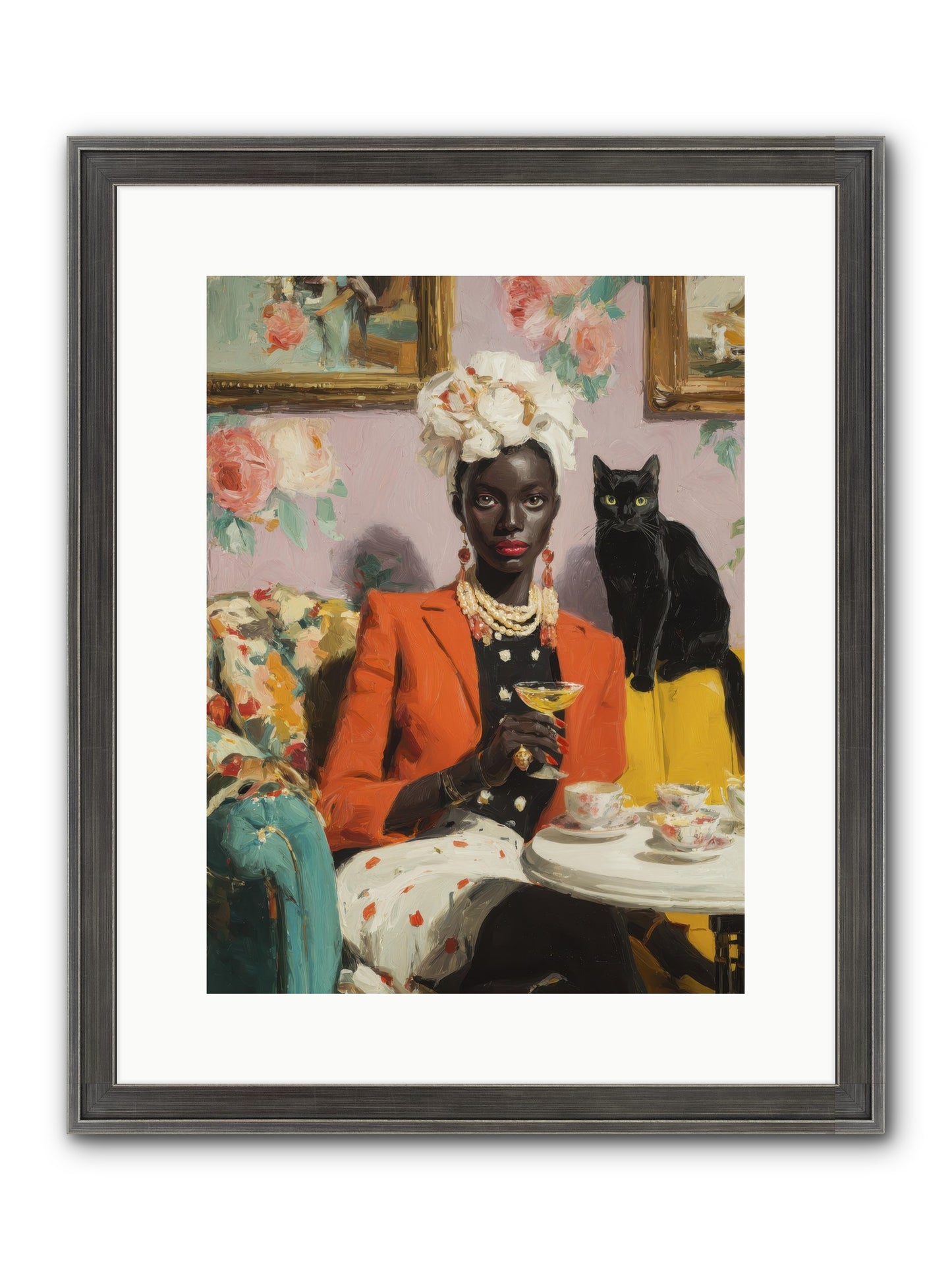 Cocktails With Her Familiar Framed Print - Slimwoods Black/Silver 12x16