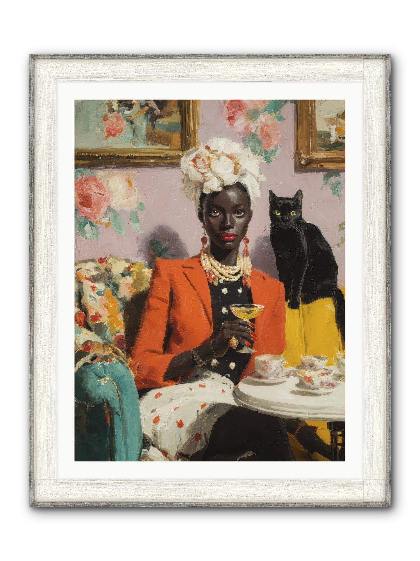 Cocktails With Her Familiar Framed Print - Driftwood White 30x40
