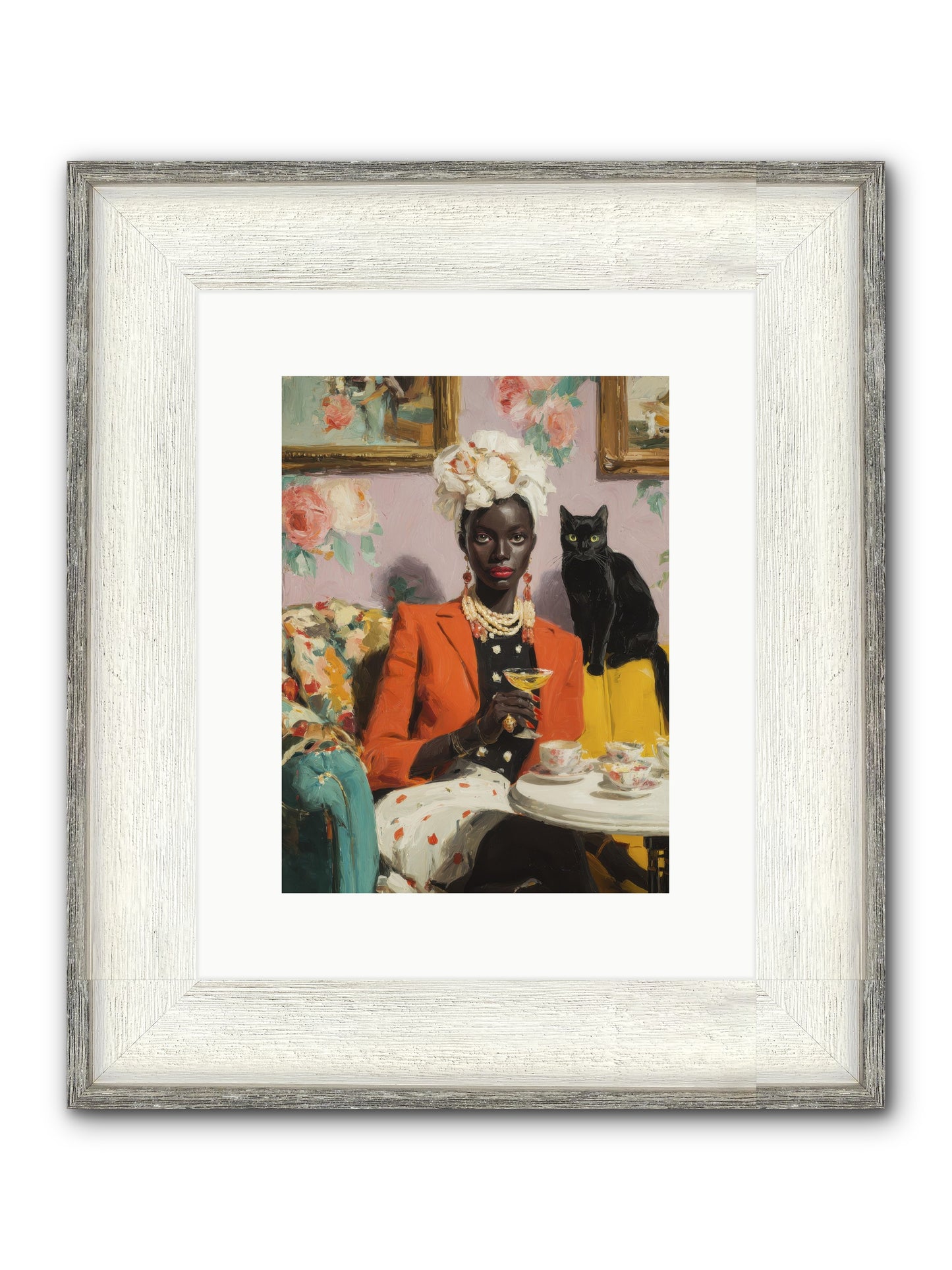 Cocktails With Her Familiar Framed Print - Driftwood White 9x12