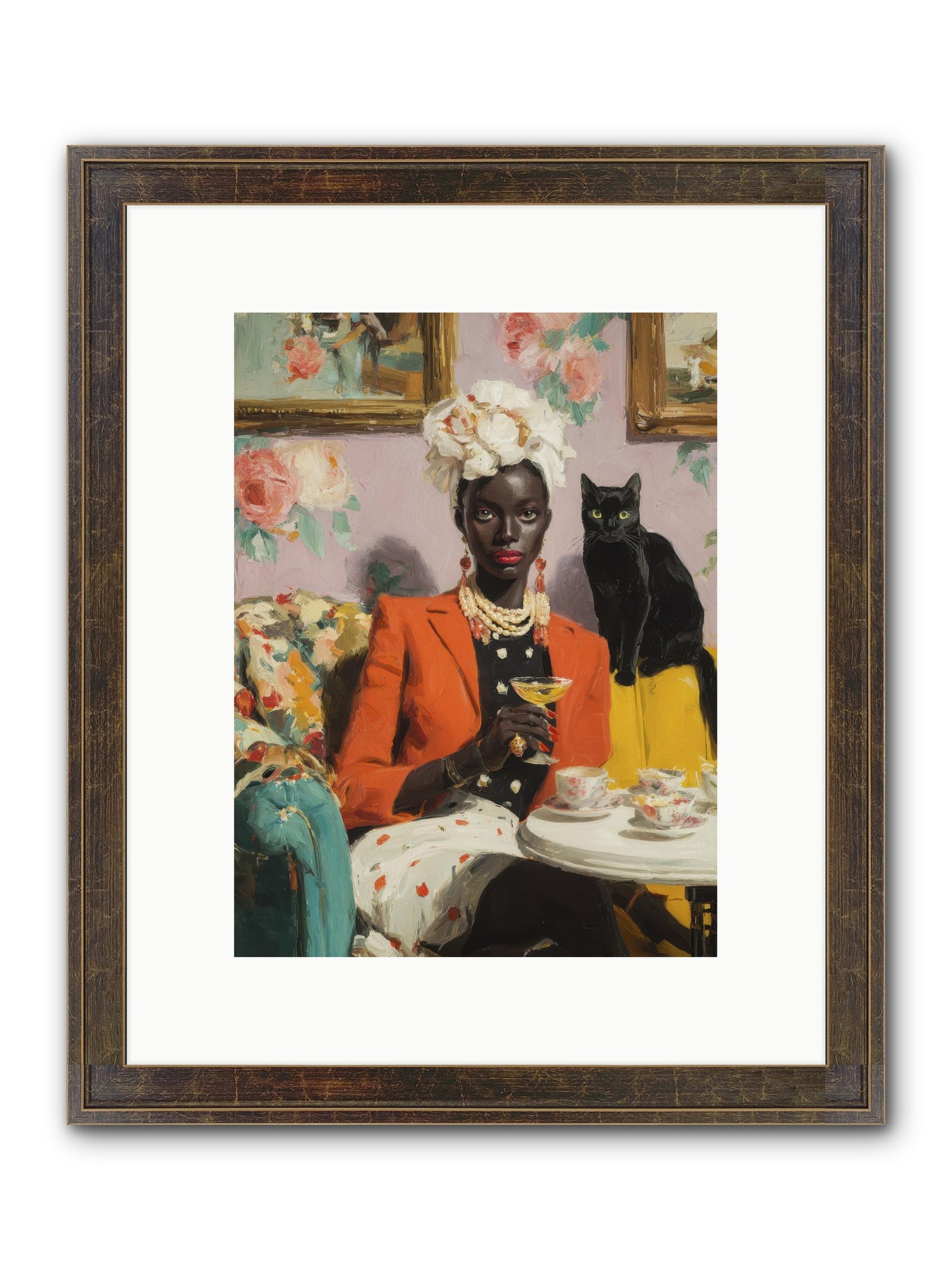Cocktails With Her Familiar Framed Print - Slimwoods Black/Gold 9x12