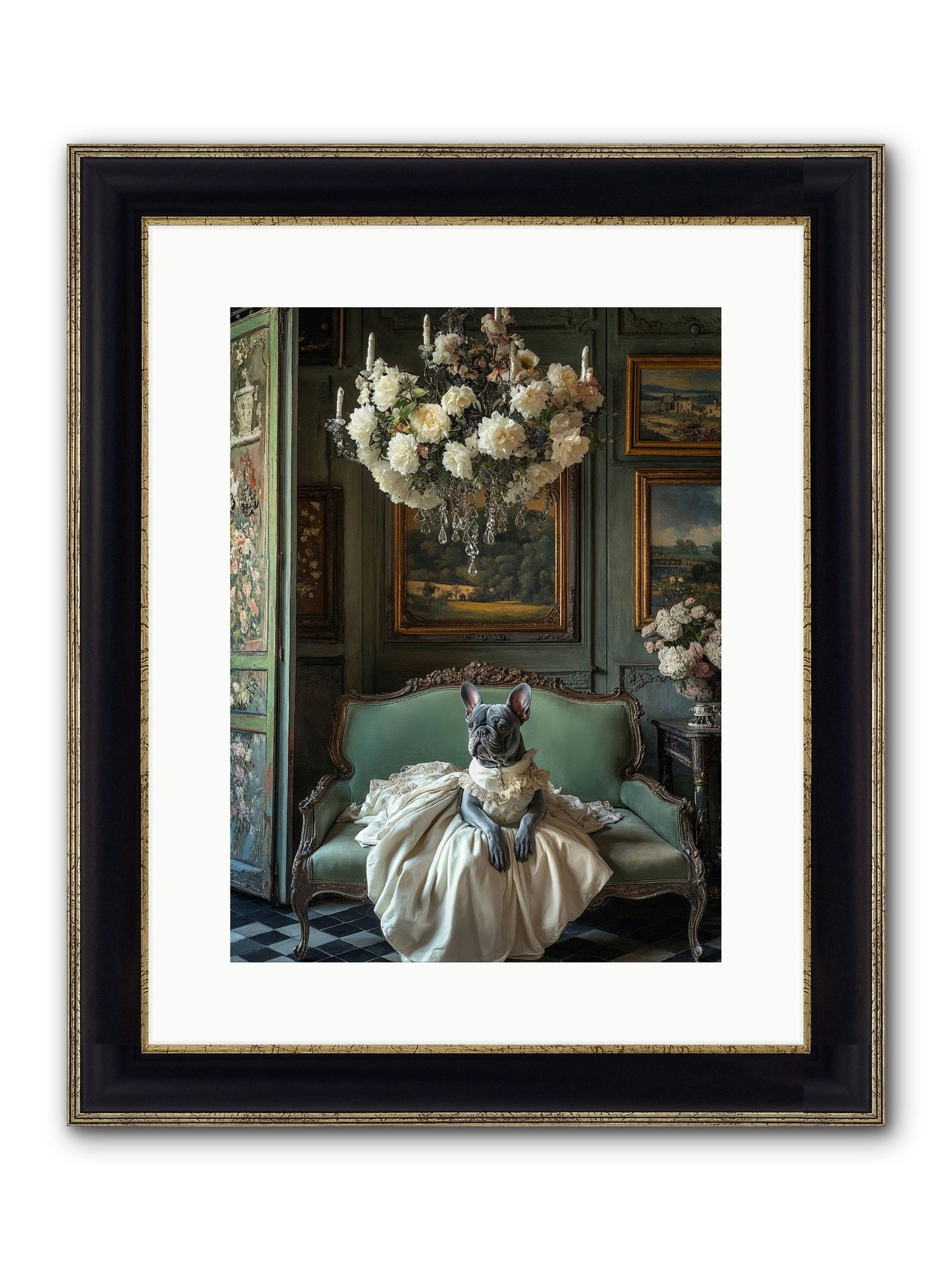 Collecting Cloud Gardens Framed Print - Black & Gold 12x16