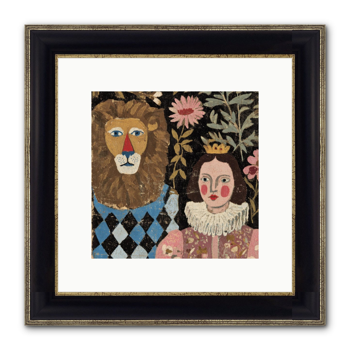 Companions In The Secret Garden Framed Print - Black & Gold 10x10