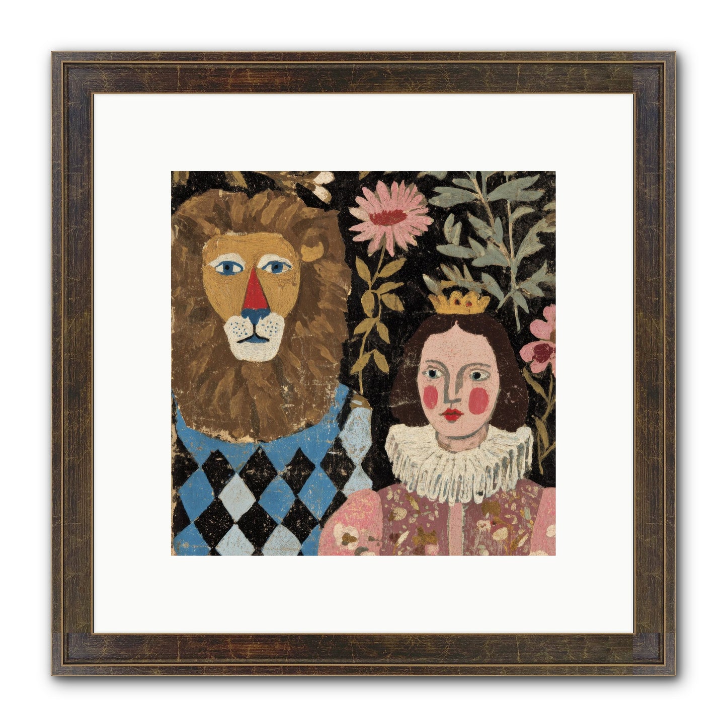 Companions In The Secret Garden Framed Print - Slimwoods Black/Gold 10x10