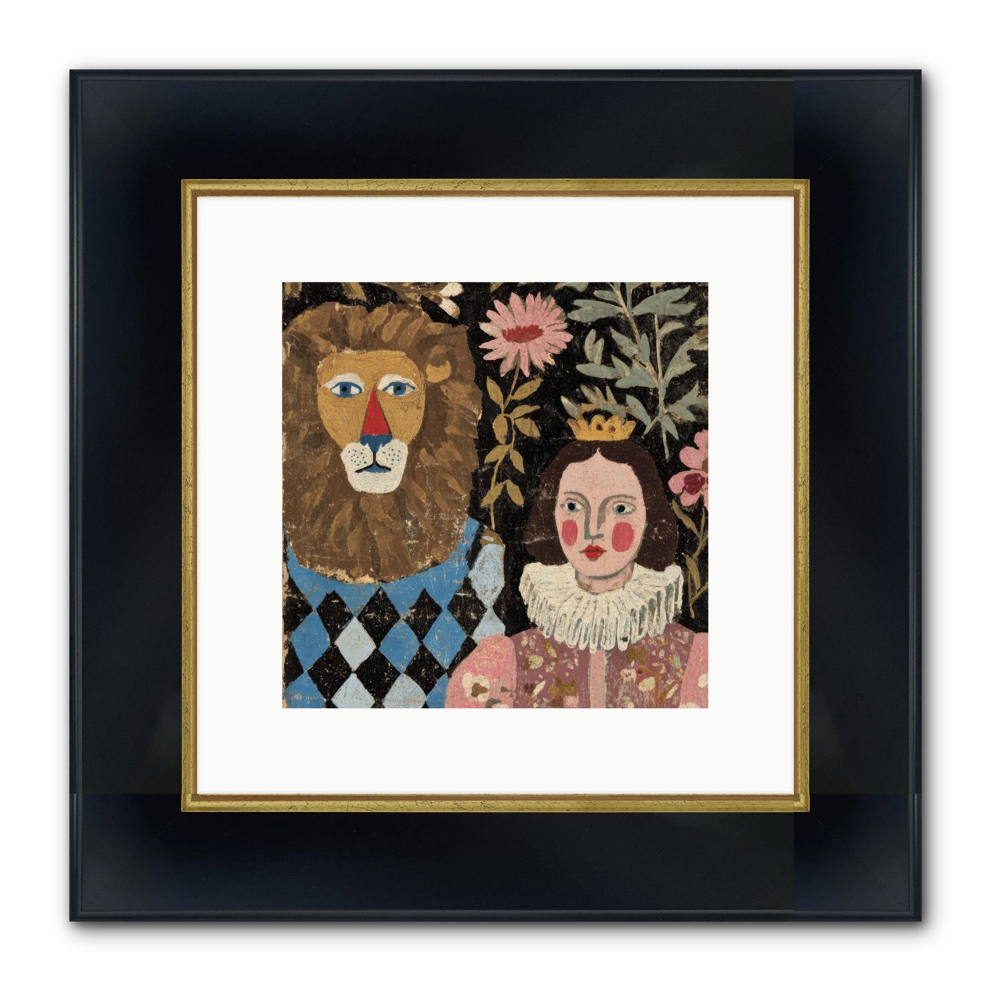 Companions In The Secret Garden Framed Print - Wide Black w/Gold 10x10
