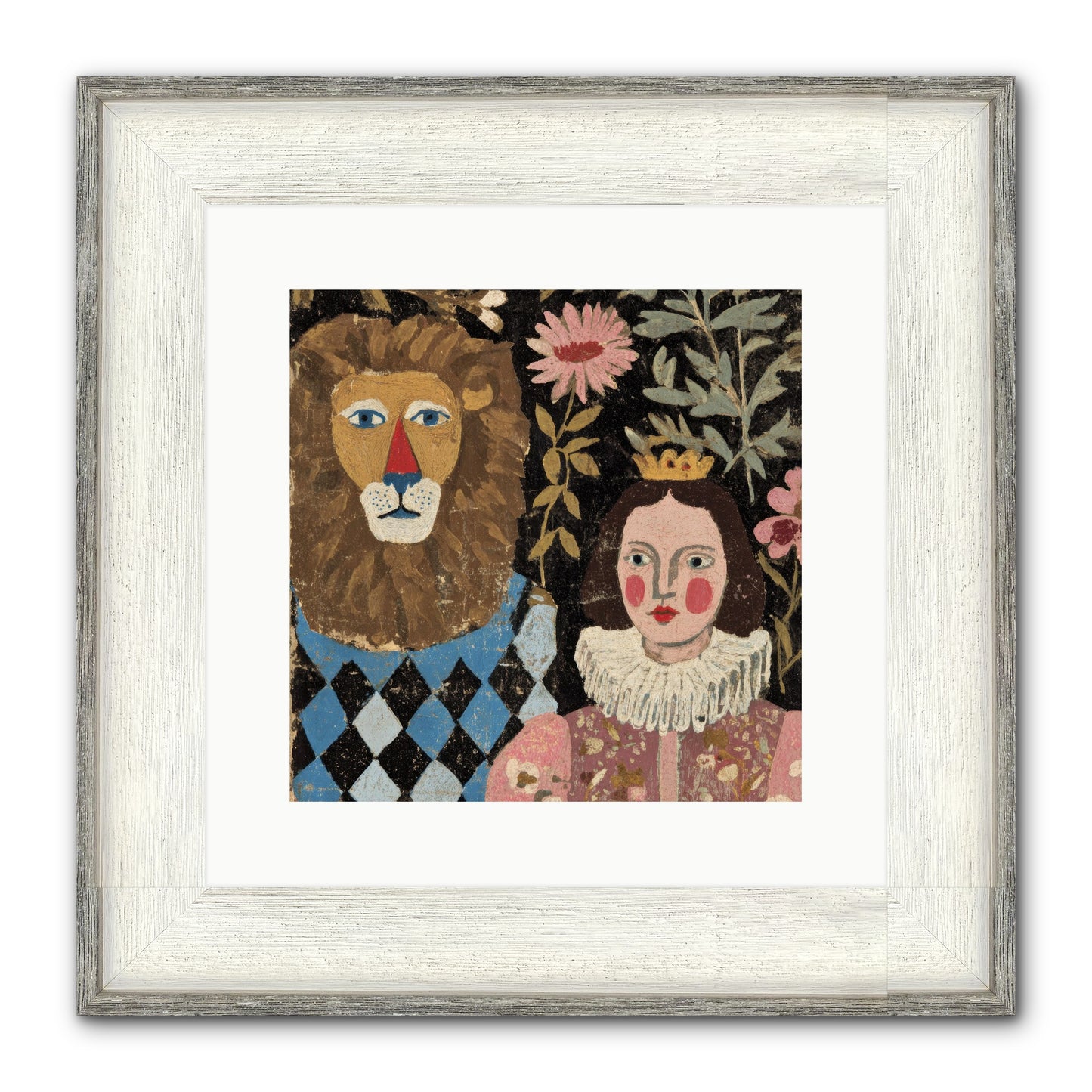 Companions In The Secret Garden Framed Print - Driftwood White 12x12