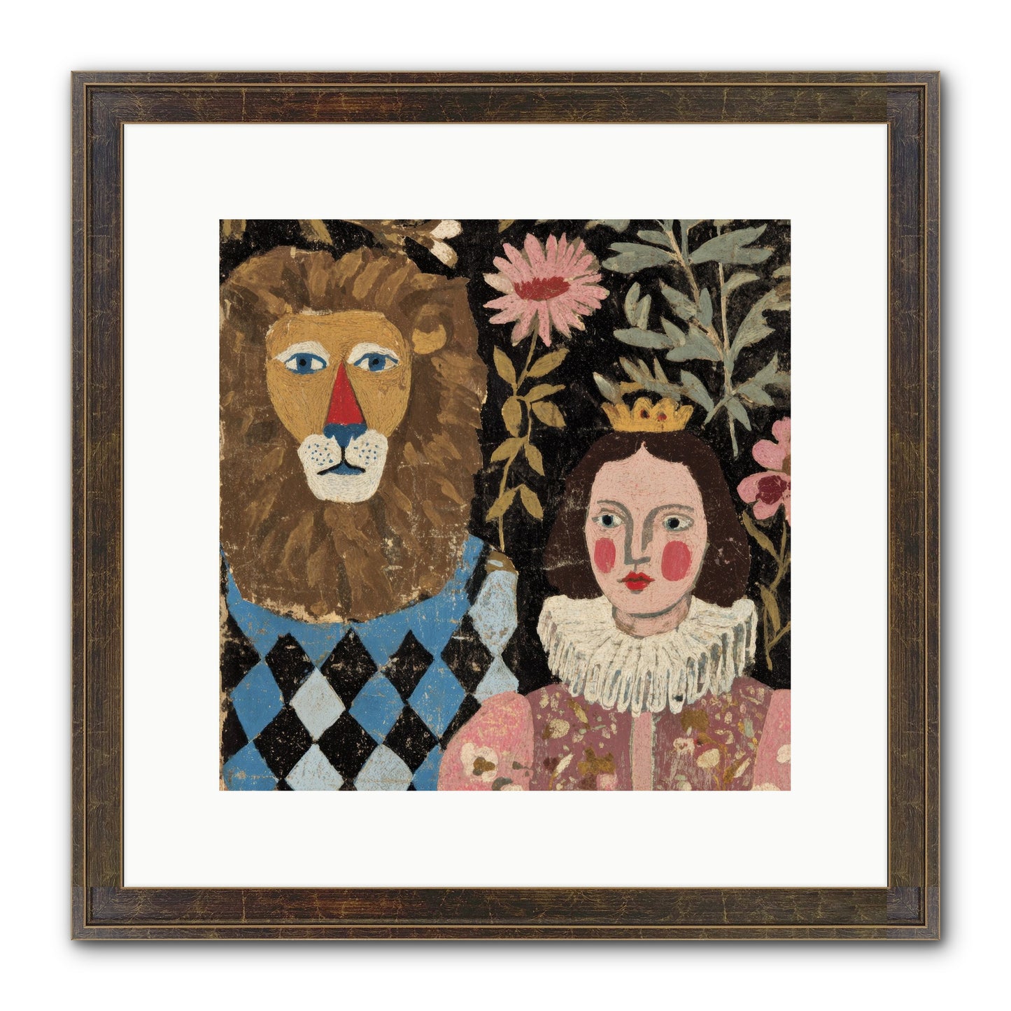 Companions In The Secret Garden Framed Print - Slimwoods Black/Gold 12x12