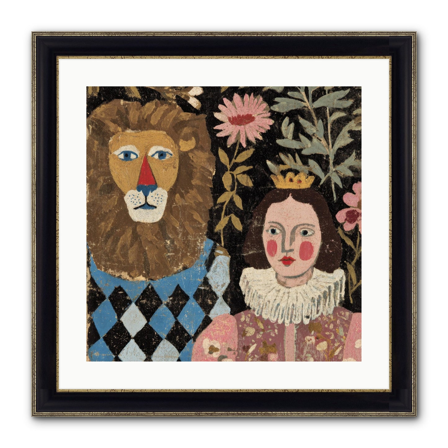 Companions In The Secret Garden Framed Print - Black & Gold 20x20