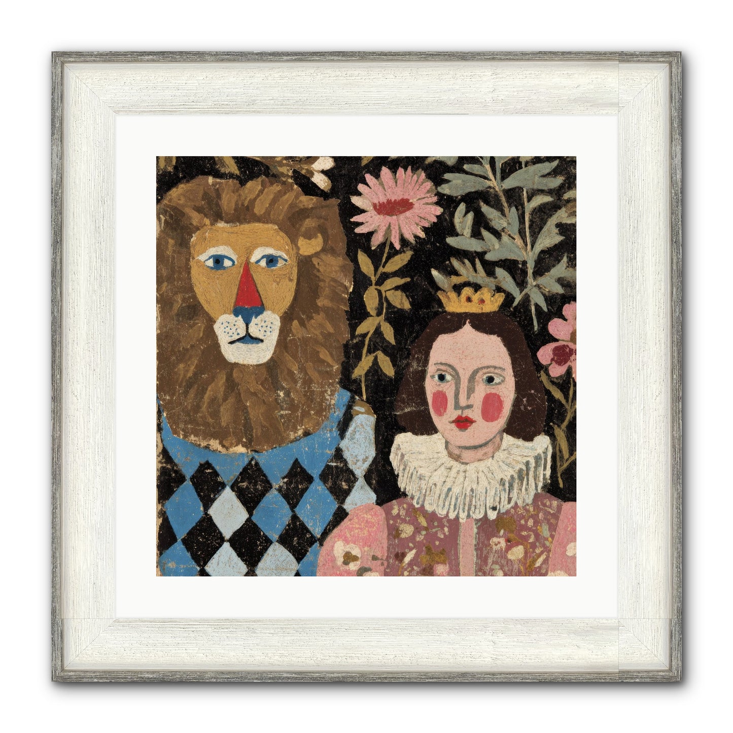 Companions In The Secret Garden Framed Print - Driftwood White 20x20
