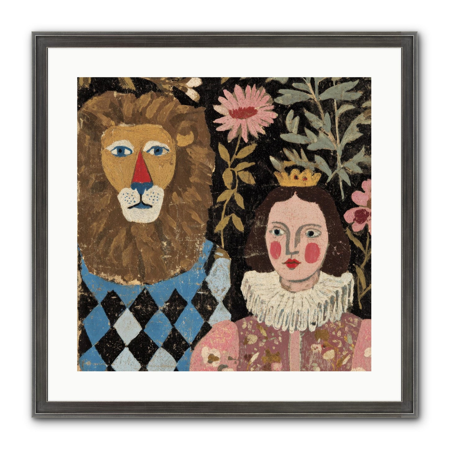 Companions In The Secret Garden Framed Print - Slimwoods Black/Silver 20x20