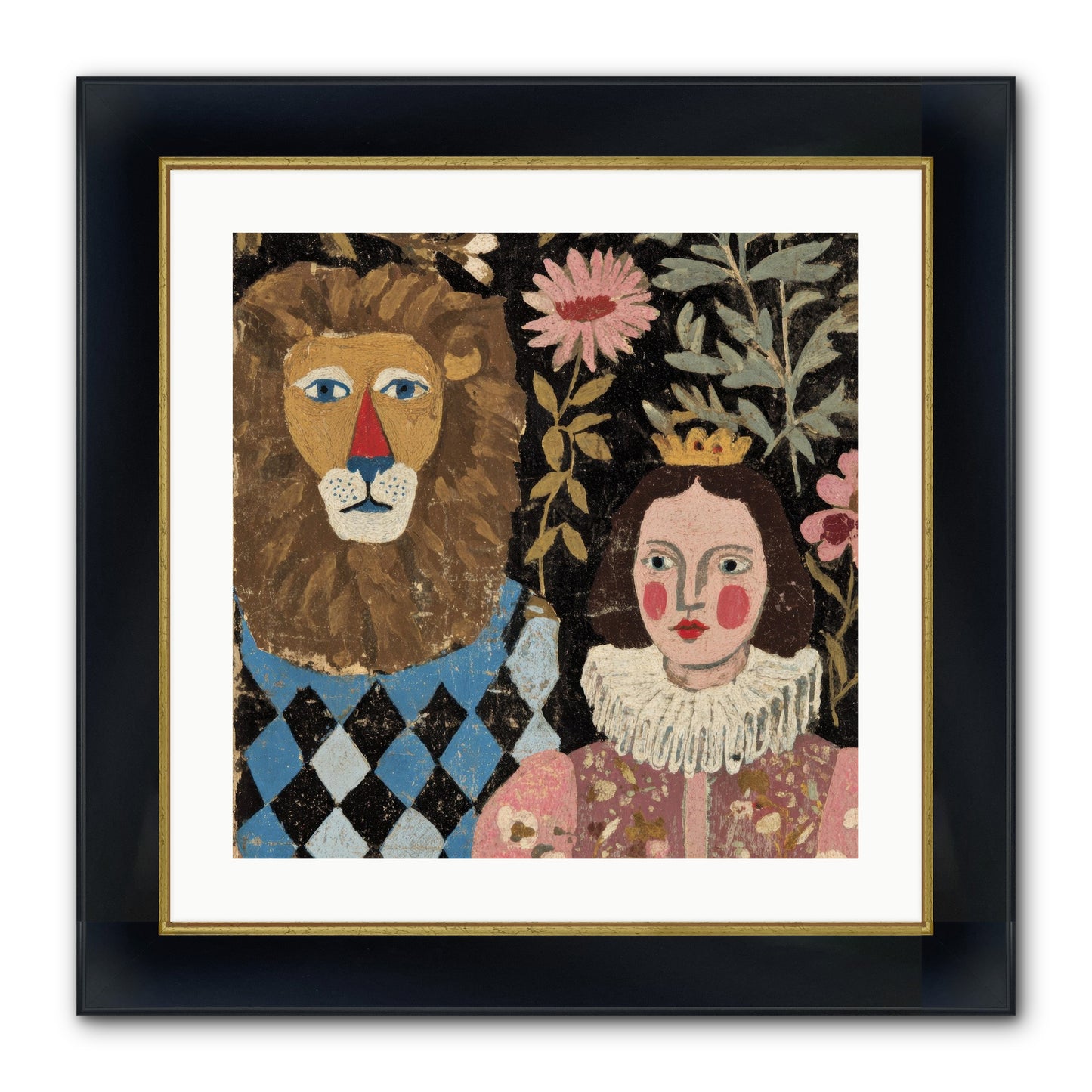 Companions In The Secret Garden Framed Print - Wide Black w/Gold 20x20