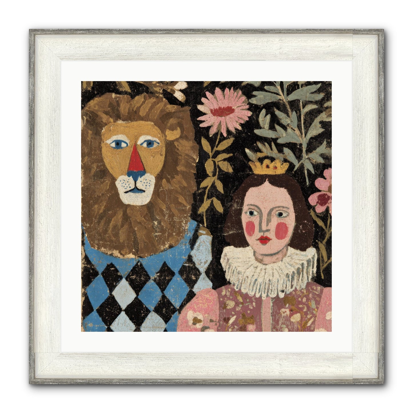 Companions In The Secret Garden Framed Print - Driftwood White 24x24