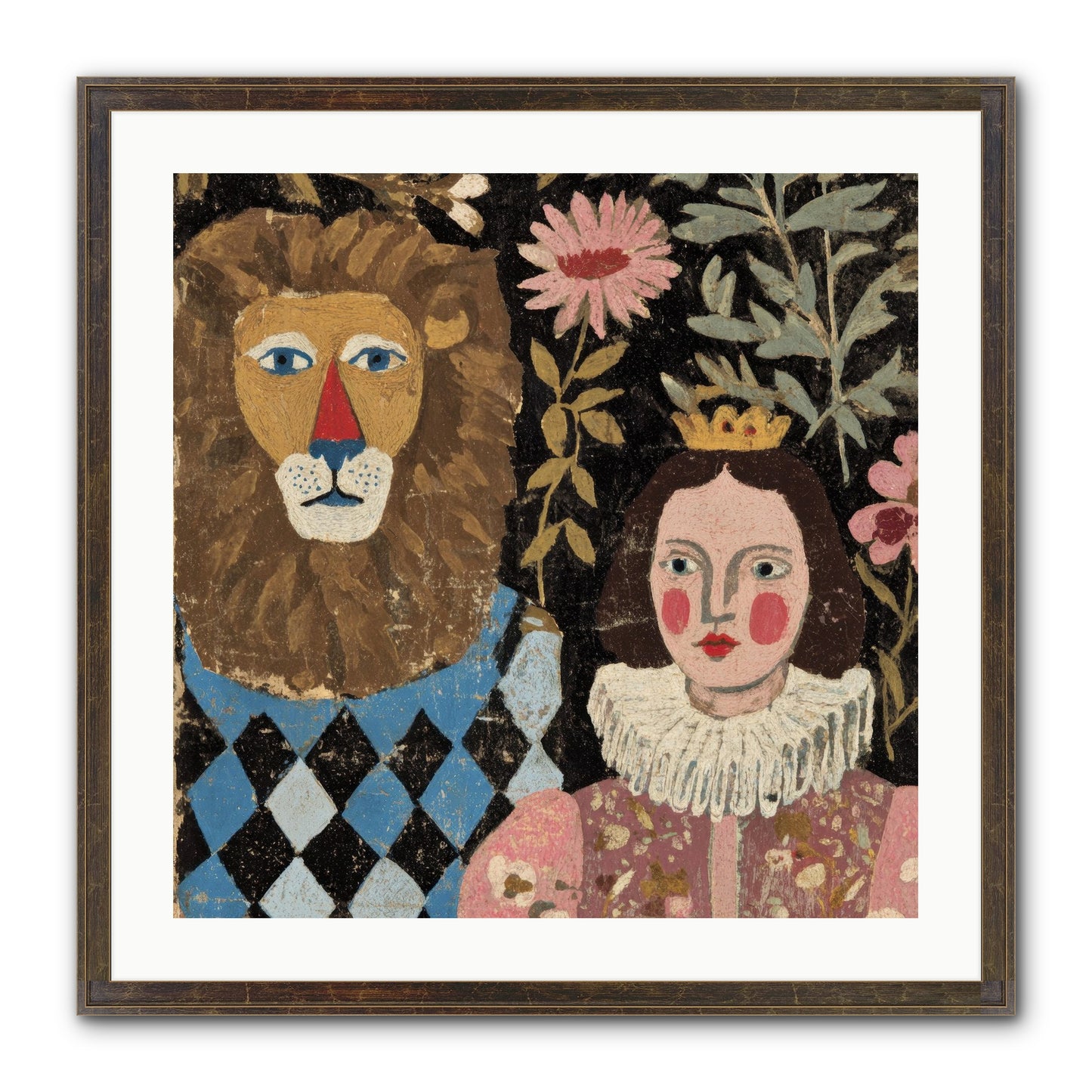 Companions In The Secret Garden Framed Print - Slimwoods Black/Gold 24x24