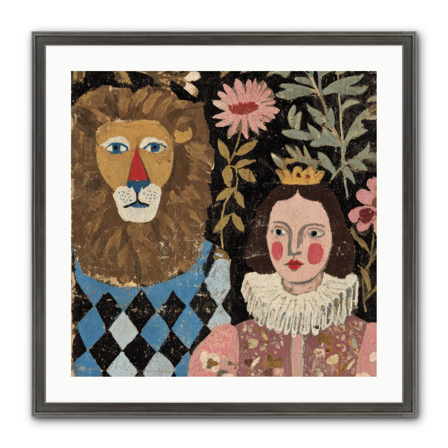Companions In The Secret Garden Framed Print - Slimwoods Black/Silver 24x24