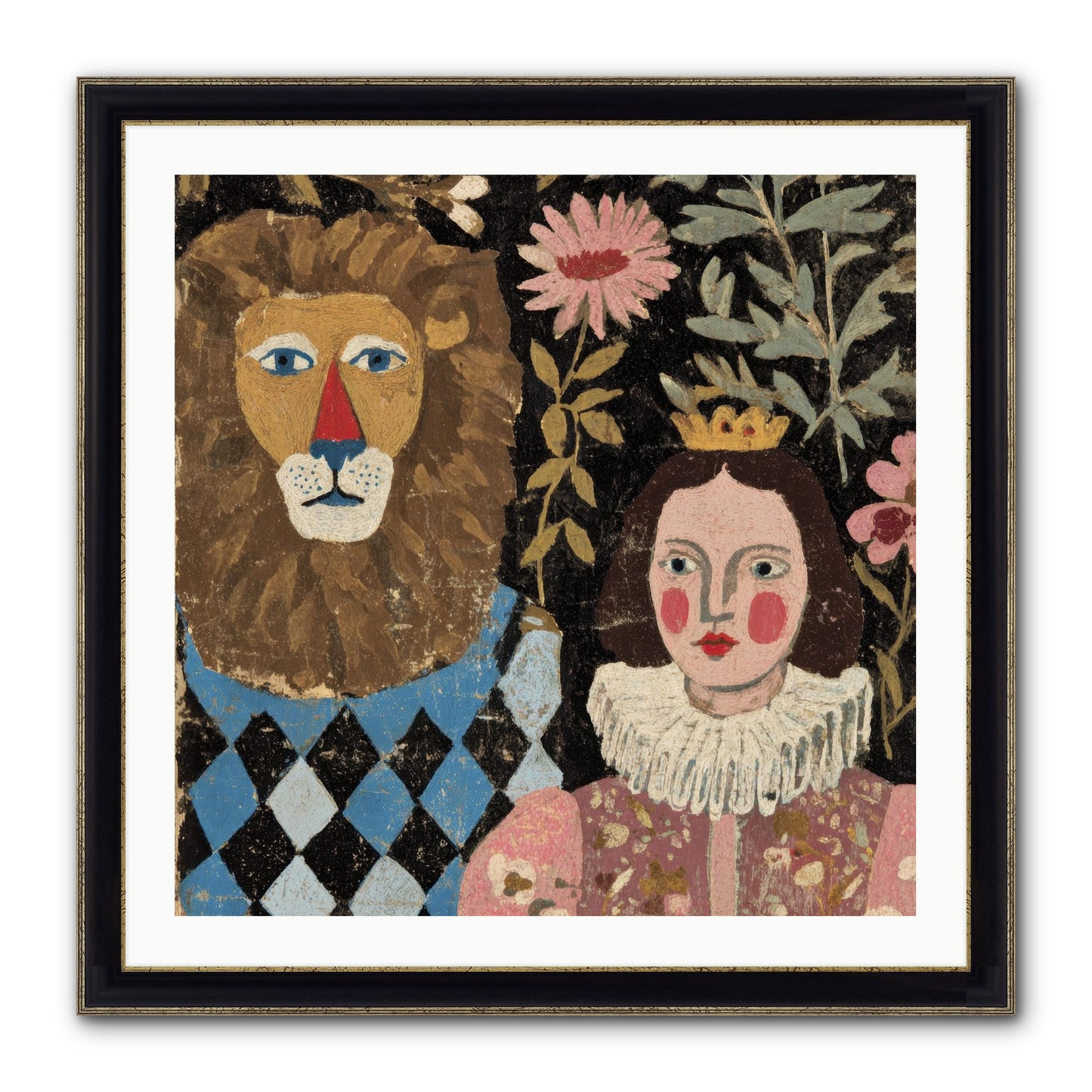 Companions In The Secret Garden Framed Print - Black & Gold 30x30