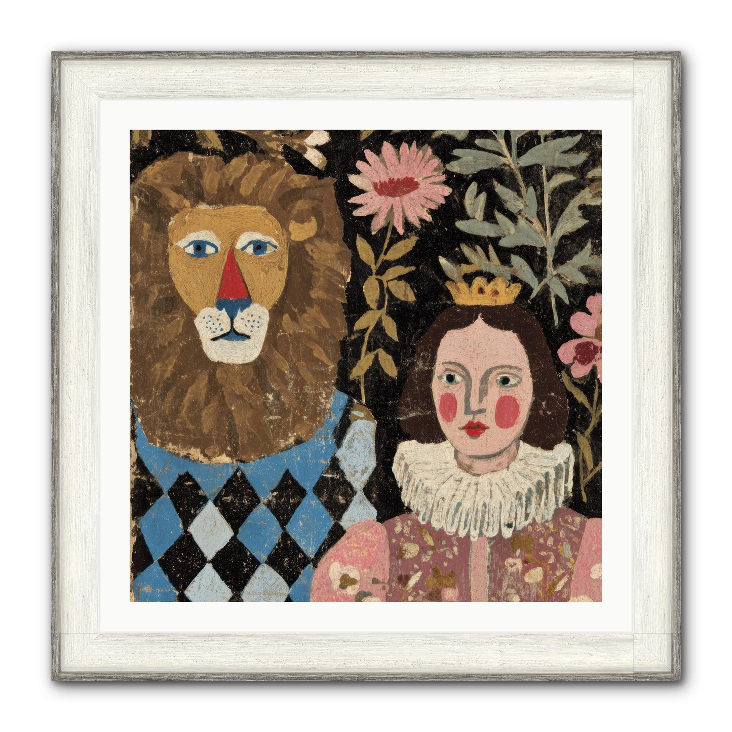 Companions In The Secret Garden Framed Print - Driftwood White 30x30