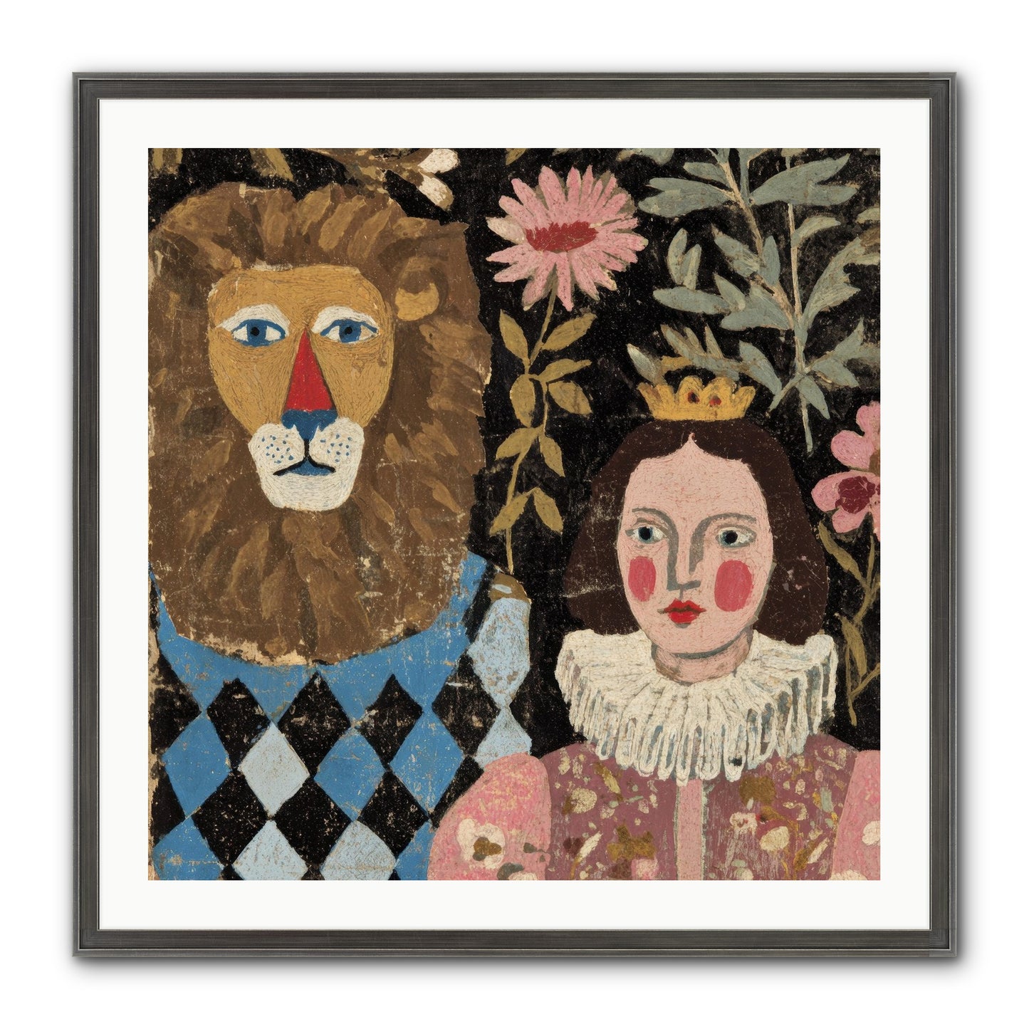 Companions In The Secret Garden Framed Print - Slimwoods Black/Silver 30x30