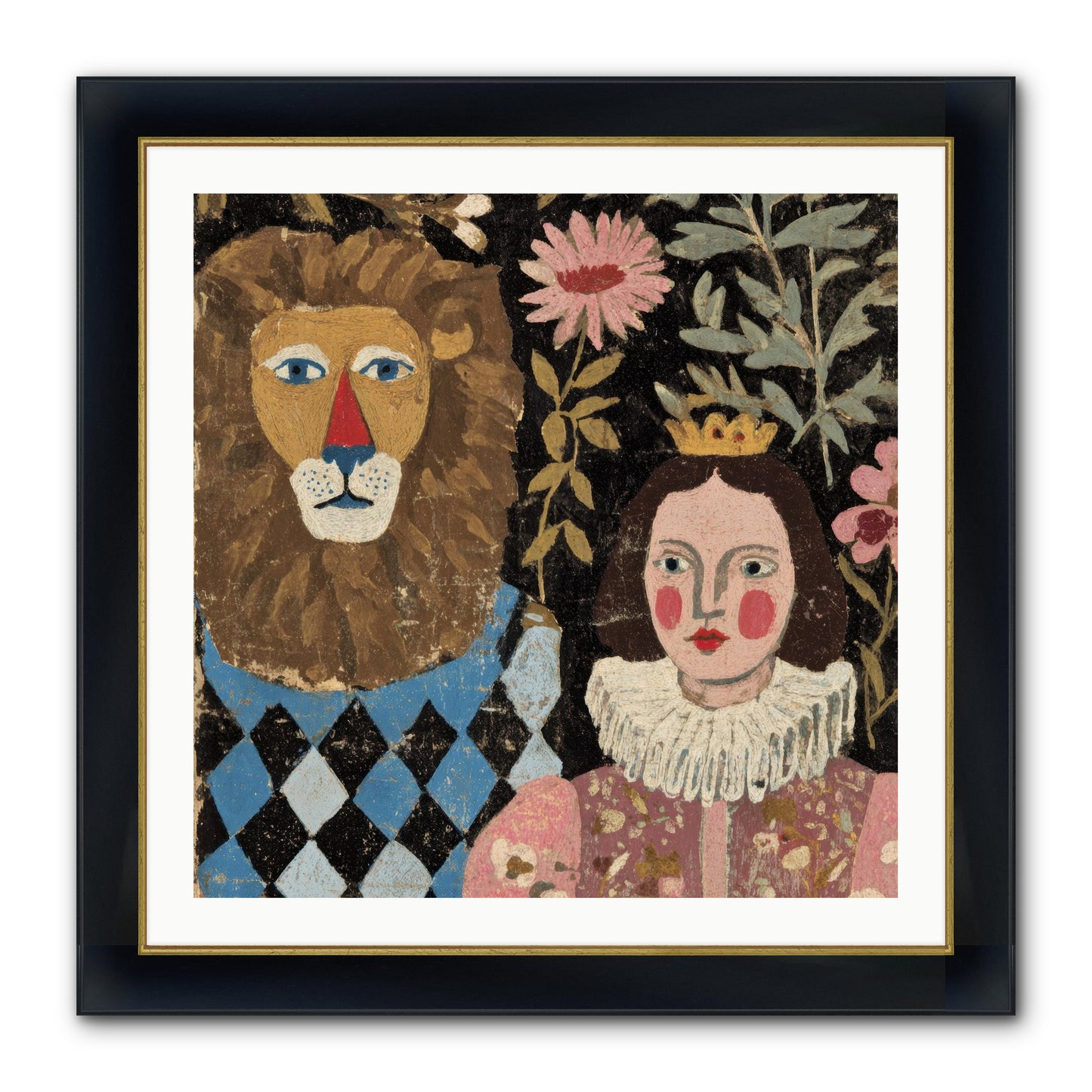 Companions In The Secret Garden Framed Print - Wide Black w/Gold 30x30