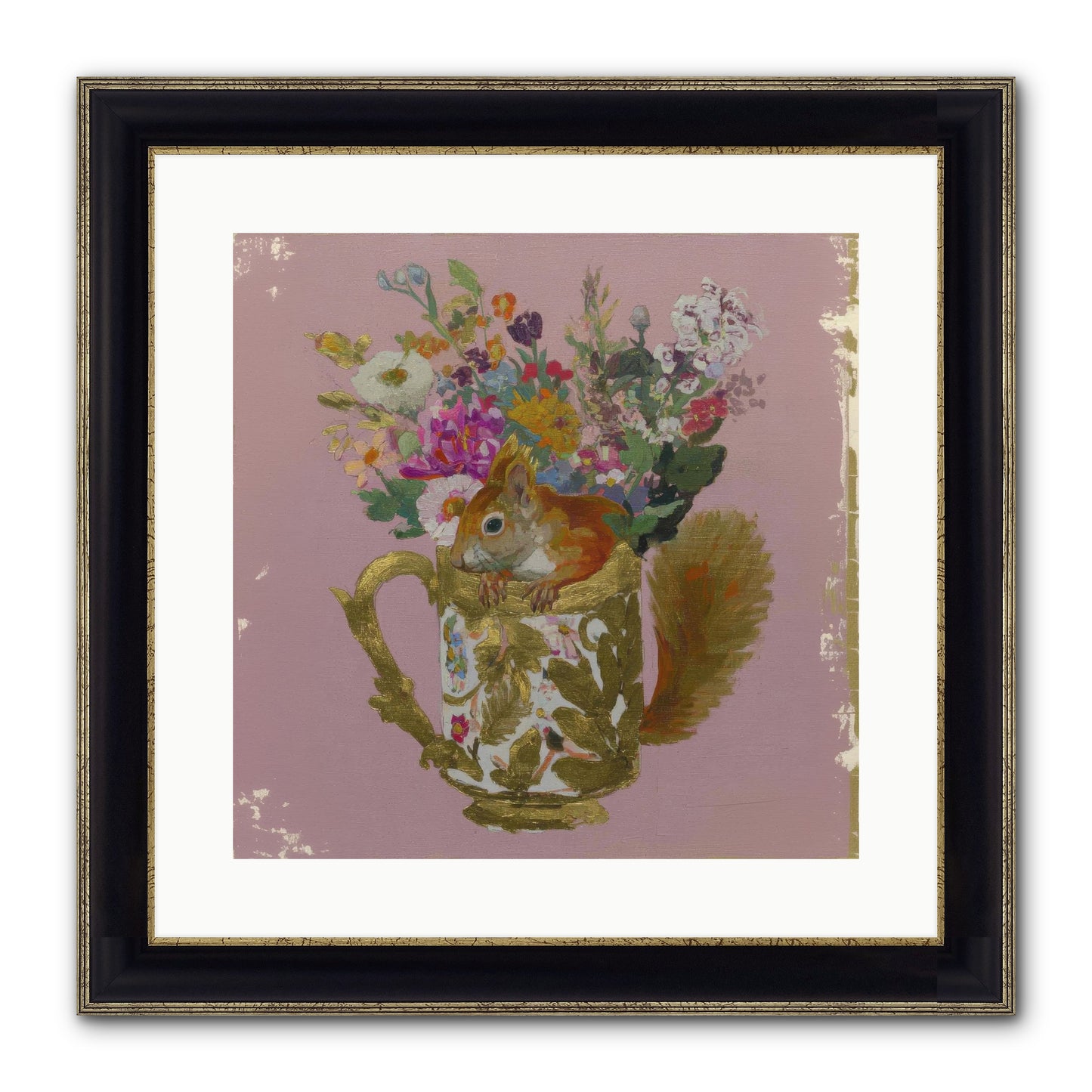 Confessions Of The Teacup Court Framed Print - Black & Gold 16x16