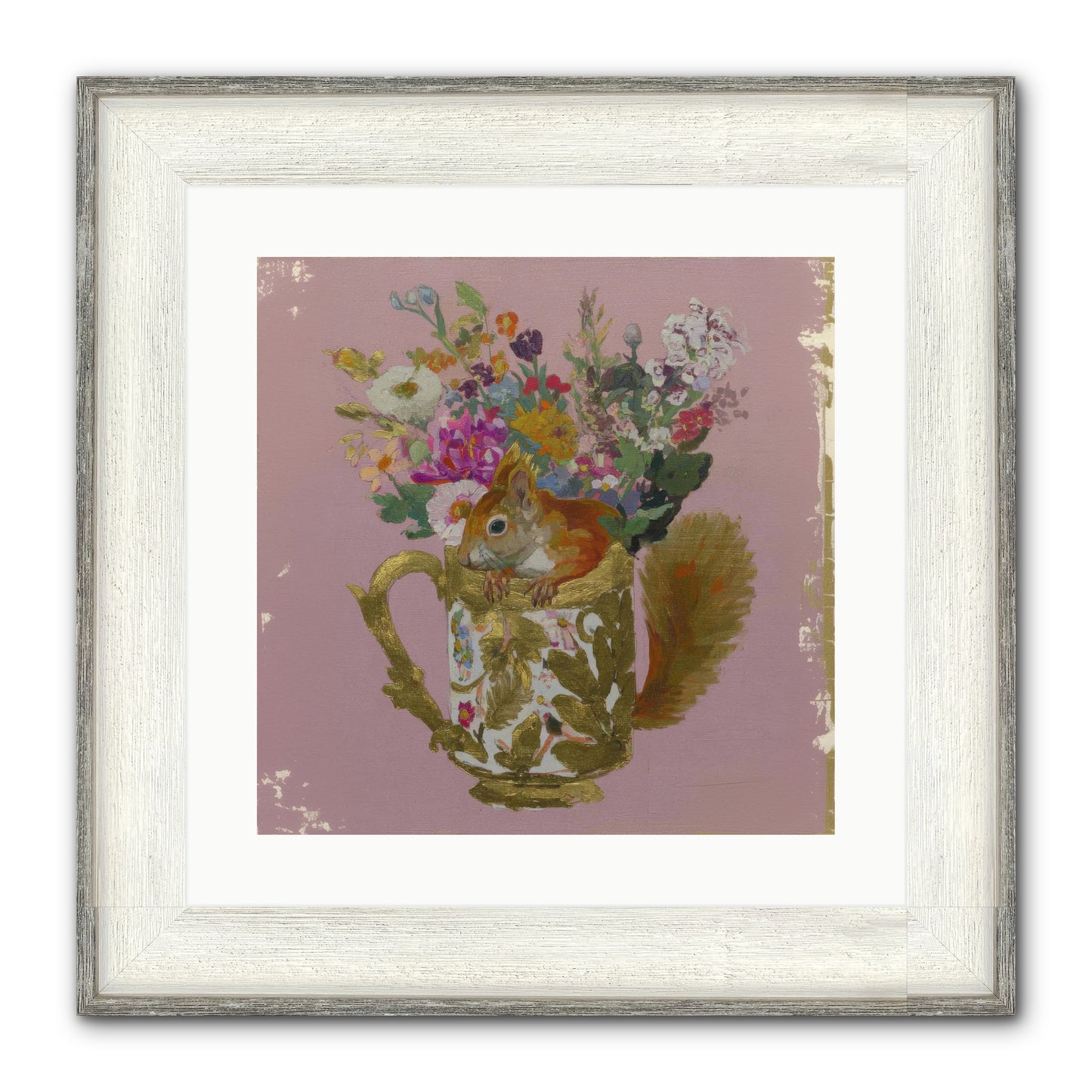 Confessions Of The Teacup Court Framed Print - Driftwood White 16x16