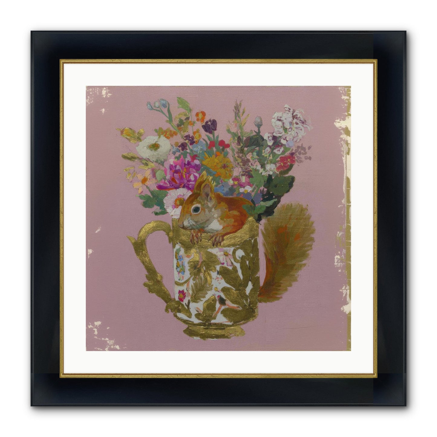 Confessions Of The Teacup Court Framed Print - Wide Black w/Gold 24x24