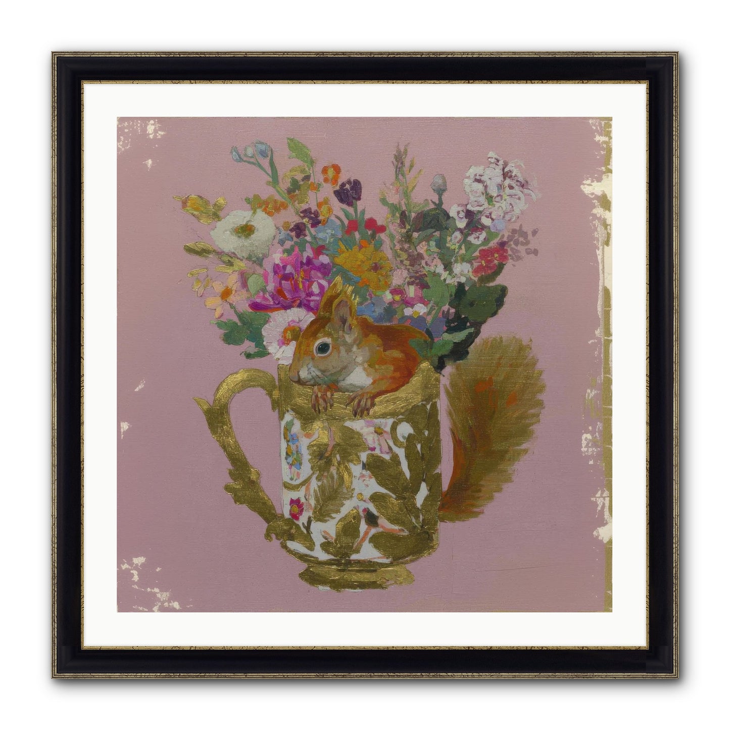 Confessions Of The Teacup Court Framed Print - Black & Gold 30x30